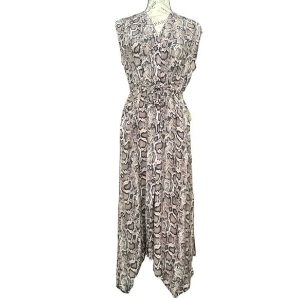 All Saints Tate Misra Asymmetric Hem Dress Elegant Snake Print Maxi Dress in S - Picture 2 of 13